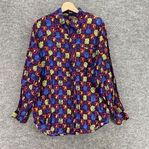 Susan Gail Shirt Women L Large Blue Plaid Button Up Collared Rayon Long Sleeve